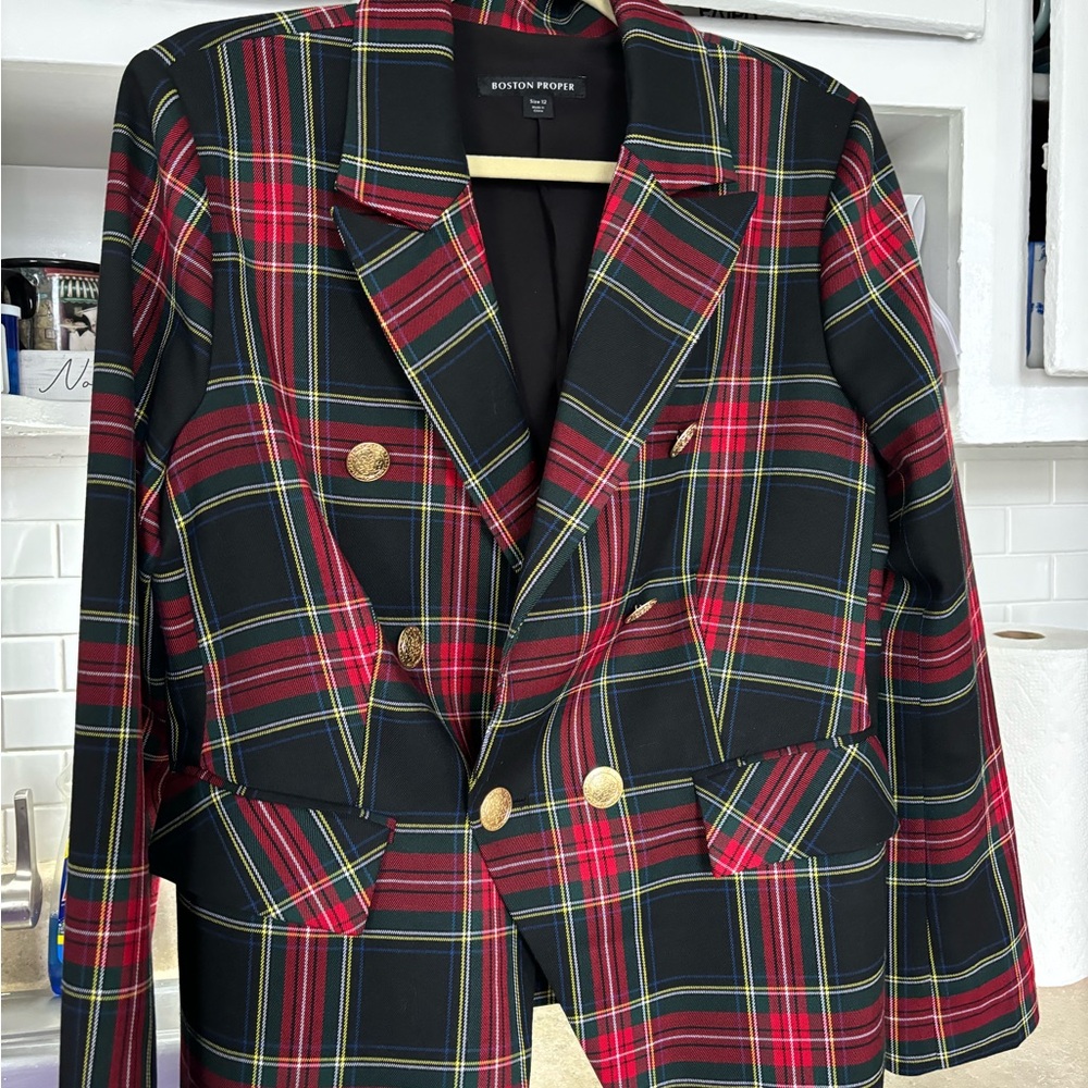 Boston Proper Plaid Modern Double Breasted Blazer. Never been worn beautiful